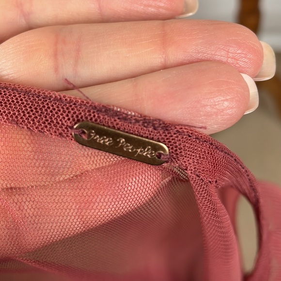 Free People Rust Sheer Mesh Boho Dress with Black Beading - Picture 11 of 13